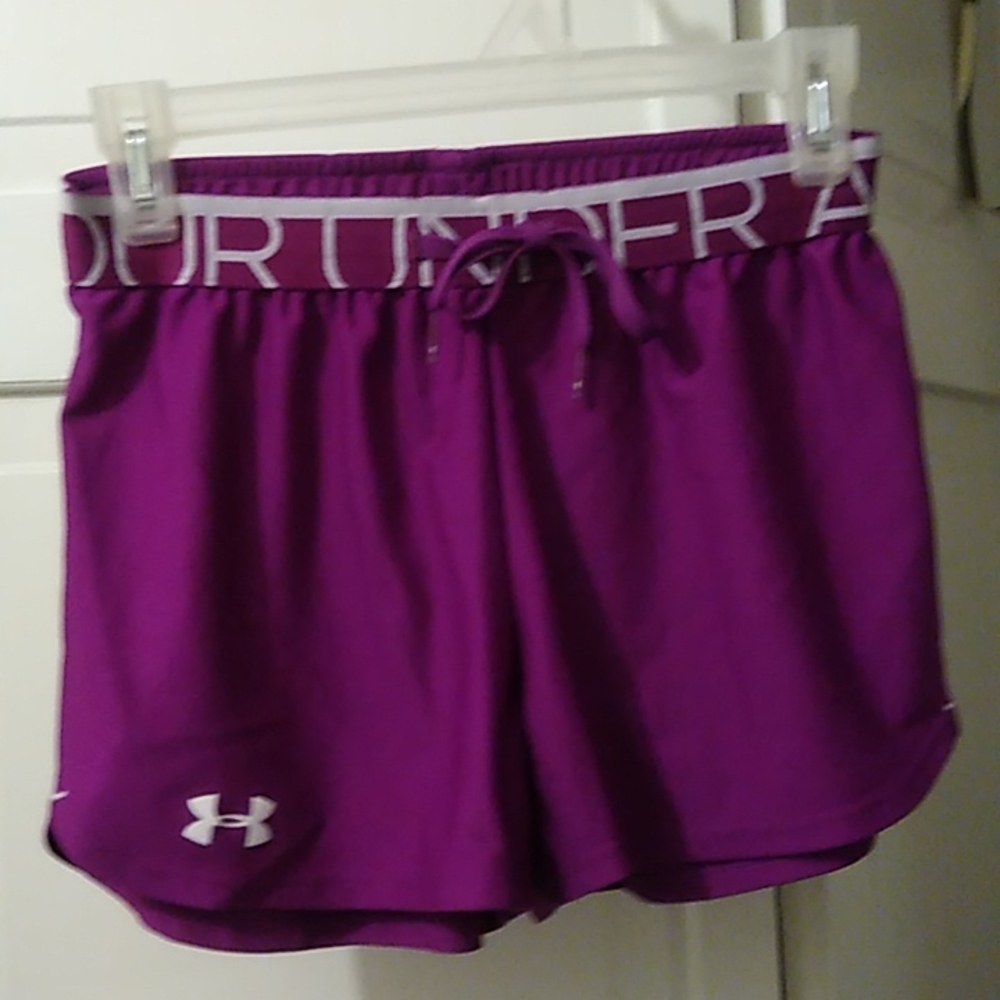 Under Armour purple shorts, size XS, NWOT.